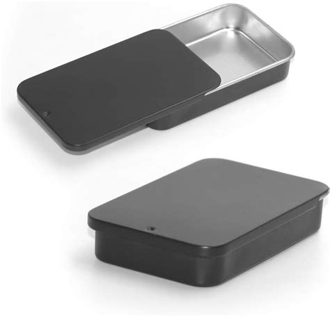 black metal box with slider|Gere 6 Pack Metal Rectangular Sliding Lid Tin Boxes Black, .